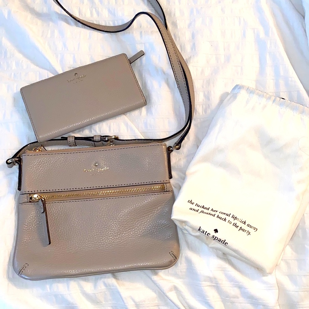 Kate spade taupe/gray cross body!